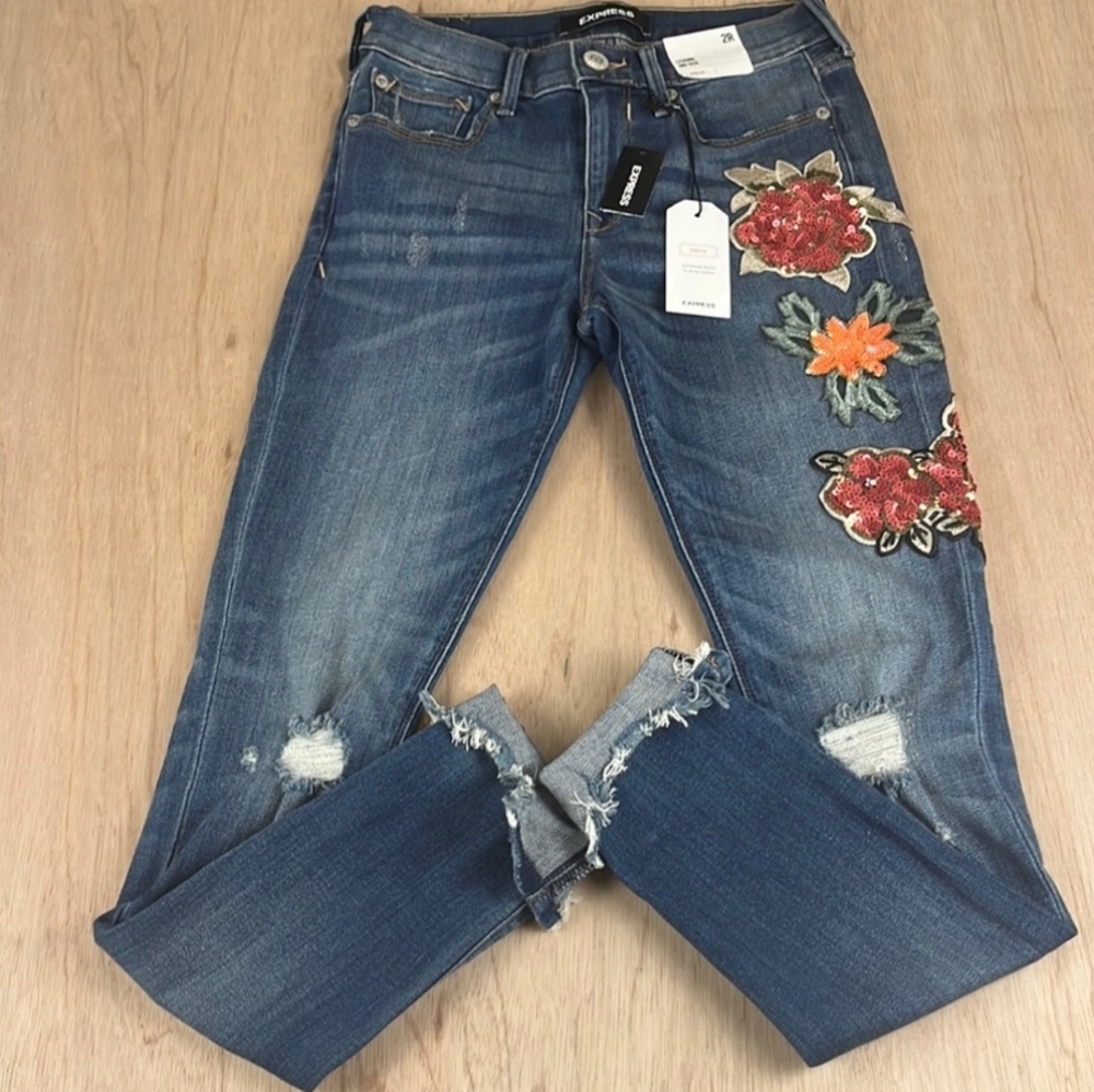 Express Embroidered skinny jeans size 2r